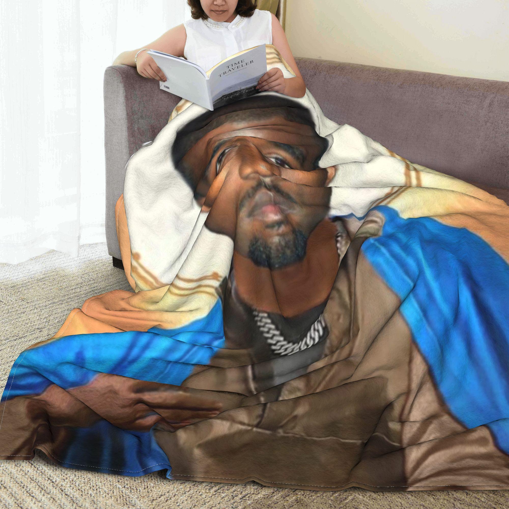 Pandara Jewelry Unisex Kanye West Meme Rapper Music Producer Blankets Breathable Flannel Sofa Throw Blanket For Couch Bedding Throws Bedspread Quilt