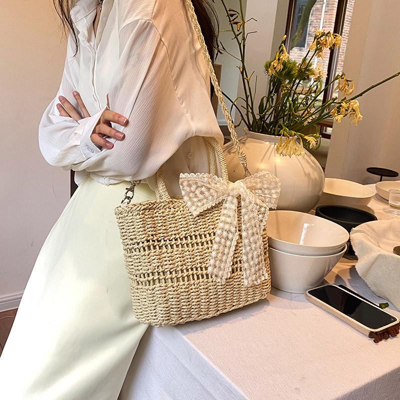 Damen Böhmische Schulter Crossbody Tasche Frauen Sommer Strand Stroh Handtasche Damen Reise Mode Tasche