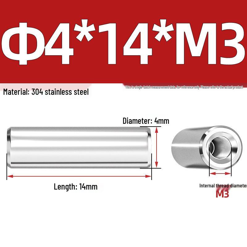 Pin Cilindric din Oțel Inoxidabil 304 cu Filet Interior M4/M6/M8 și Orificiu - Coloană de Suport și Ghidare