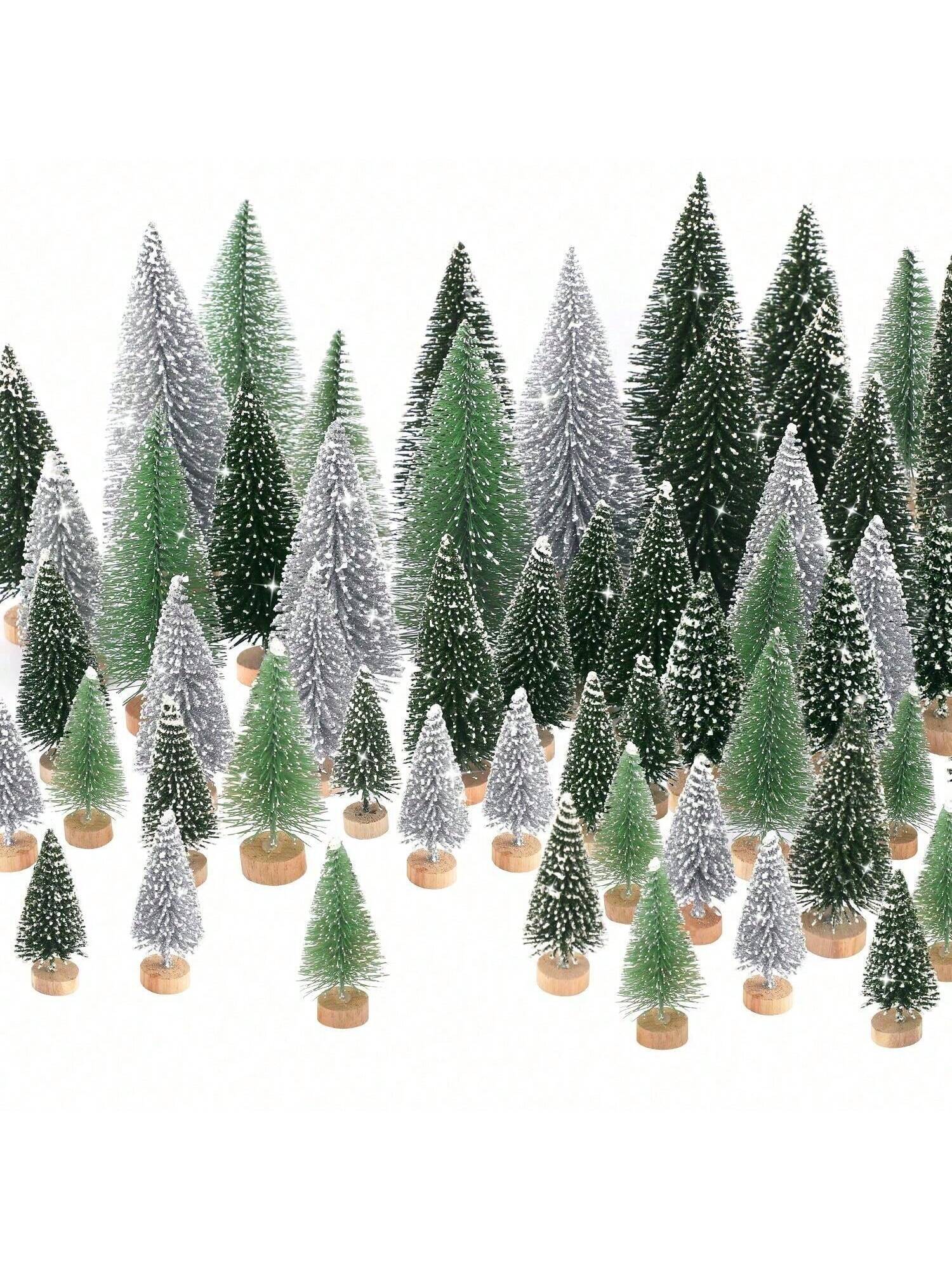 30pcs Christmas decorations, mini Christmas trees, artificial Christmas trees, wooden base Christmas decorations, Christmas part 0.6M