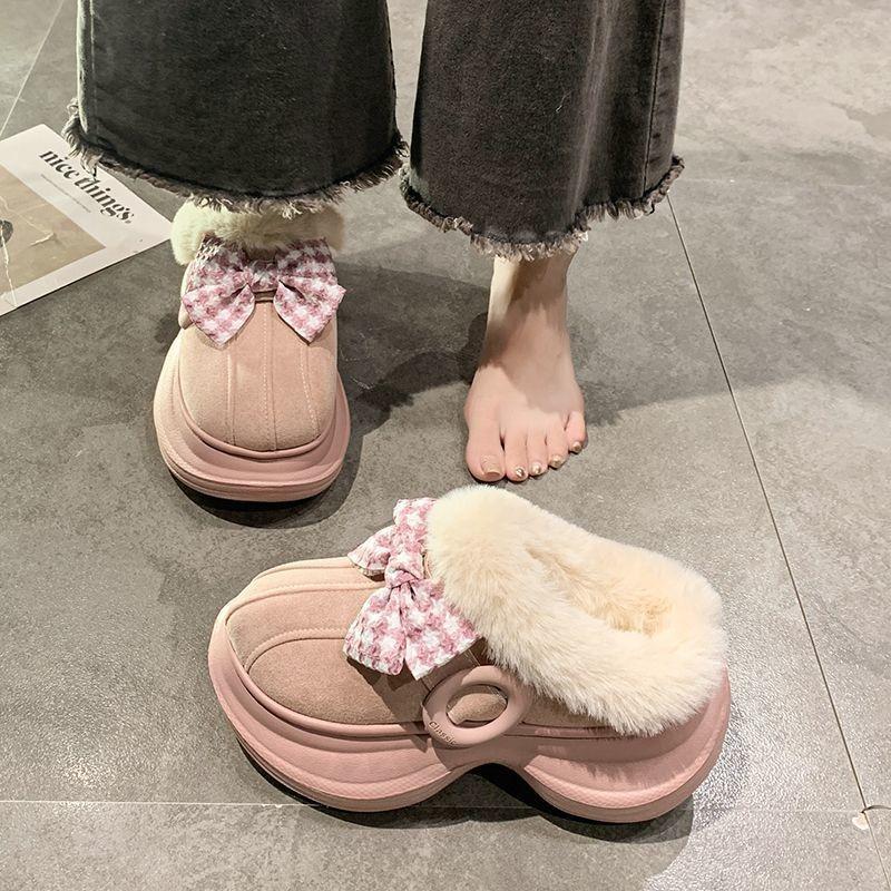 Kältefeste Heim-Flauschpantoffeln mit hohem Wert, wurzelumwickelte dicksohlige Baumwollpantoffeln, Herbst und Winter, neu, vielseitig, warm