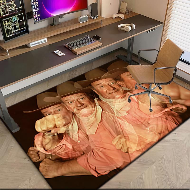 1pc John Wayne's Western Cowboy Trail Carpet Rug for Living Room Bedroom Home Sofa Decoration,Kids play Non-slip Floor Mat