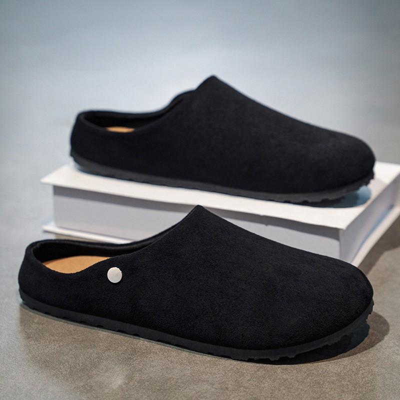 Mens Loafer-Style Slip-On Mule Shoes Casual Office Wear Retro Flat Footwear