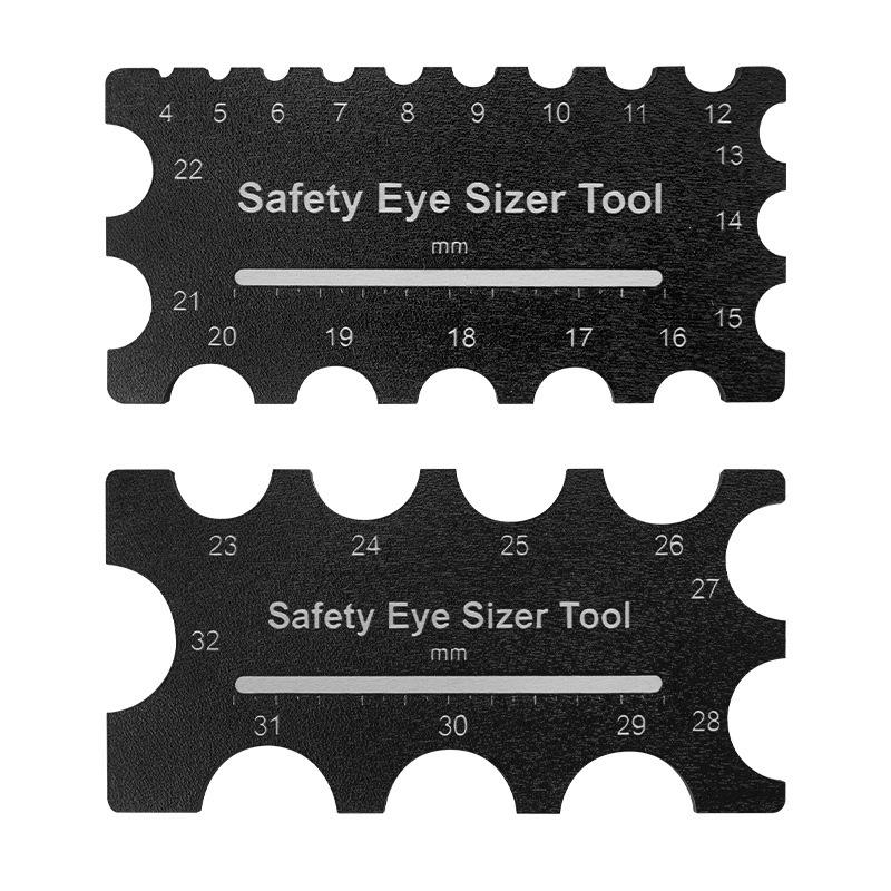 2 Stück Holz Sicherheitsaugen Größenwerkzeug, Messlineal mit 4~32 mm Durchmesser, Häkelwerkzeug für DIY-Basteln, Installation von Plüschtieraugen, Puppe