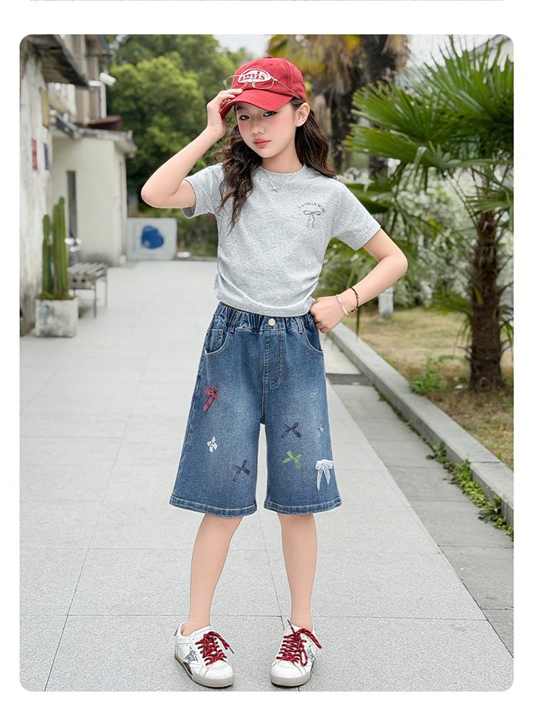 Girls' Shorts Summer Thin Children's Denim Shorts 2026 New Stylish Big Children's Pants Look Good Five Quarter Pants