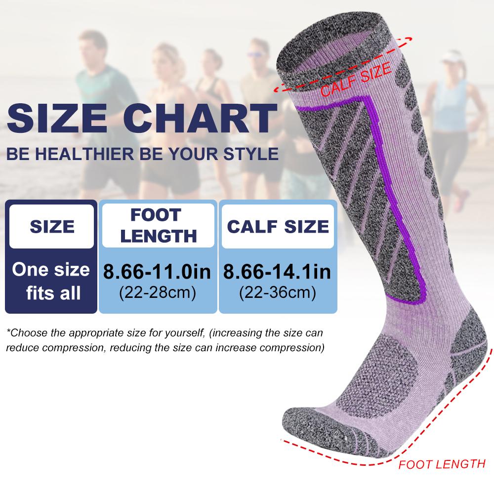 1 Pair Ski Socks for Women Men Compression Knee High Winter Warm Socks for Skiing Snowboarding Outdoor Sports Gift