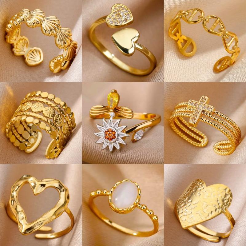 New stainless steel love geometric ring women's opening adjustable jewelry daily wear