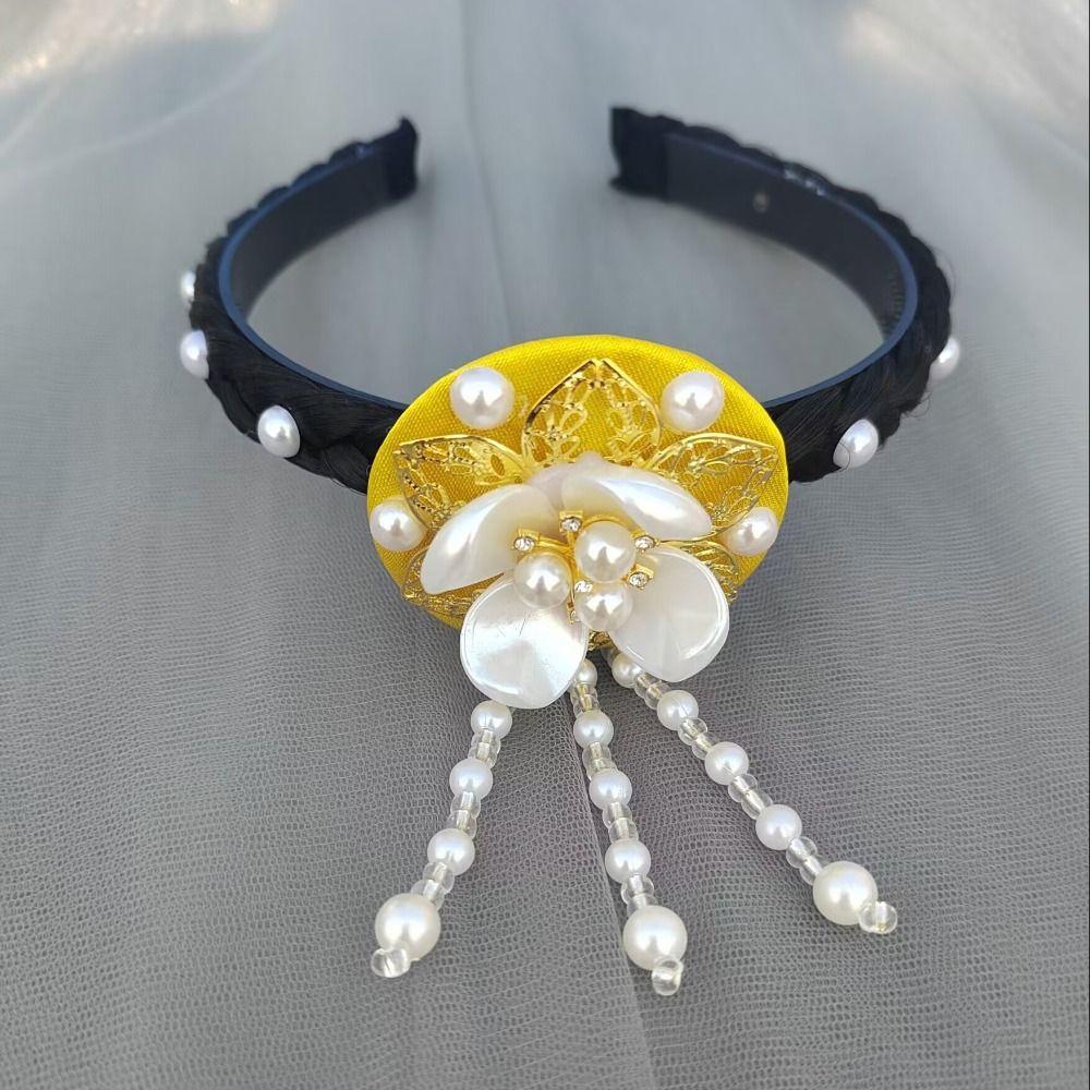 Flower Korean Headband Pearl Stage Dance Hair Hoop Retro Hanbok Hairband  Ladies