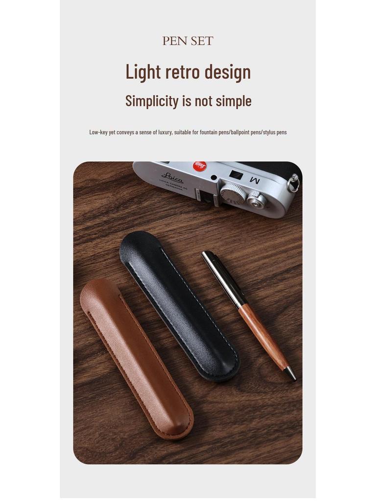 Luxury Ballpoint Pen Set with Metal and Wood, Imitation Leather Case, Custom Logo Option