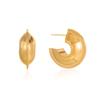 Yori Statement Stainless Steel Chubby C-shaped Daily Hoop Earrings for Women Trendy Metal Texture 18 K PVD Plated Accessories