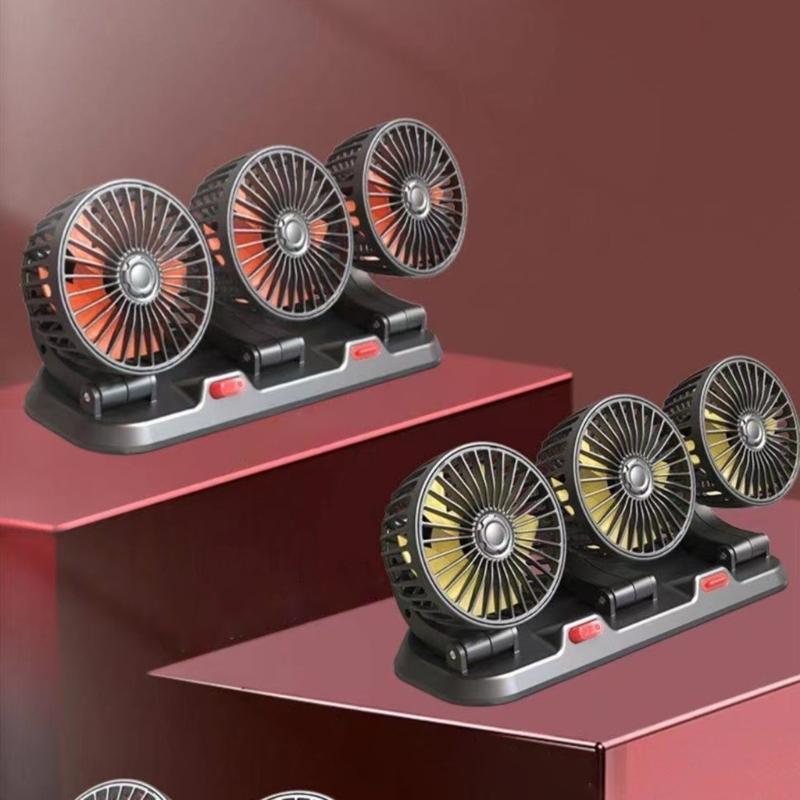 Three Head Car Fan USB Powered Cooling Fan for Truck SUV Home Office Auto Cooling Fan Vehicle Mounted Ventilation Fan