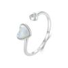 WOSTU 925 Sterling Silver Creative Double Heart Opening Ring For Women Natural White Shell Rings Handmade Jewelry Party Gift