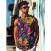 Colorful Monster Pattern Tank Tops For Men Exquisite Stripe 3D Printed Tees Summer Loose Sports Round Neck Vest Street Tops