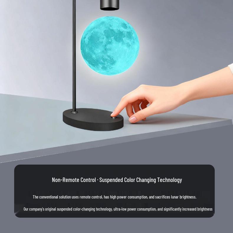 3D Printed Moon Lamp with Magnetic Levitation - Night Light & Eye Protection