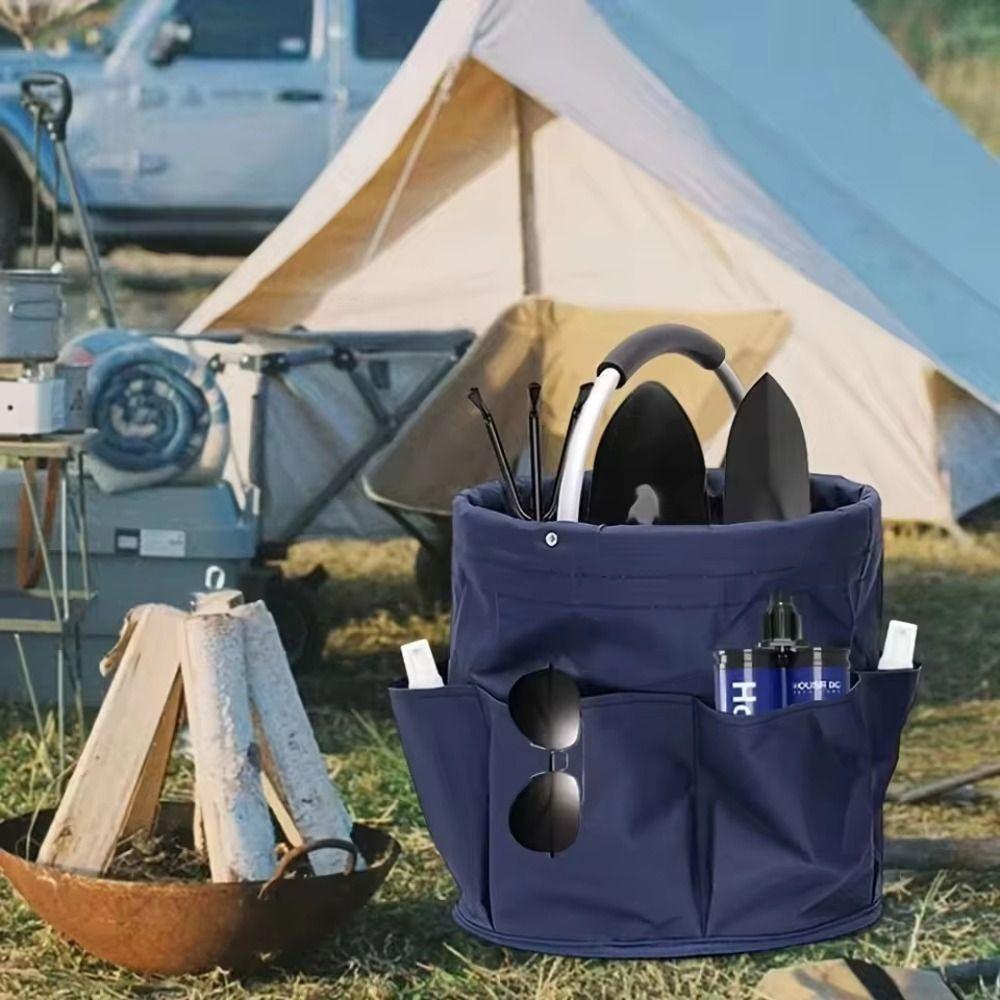 Multifunction Picnic Folding Basket Multi Pocket Electrician Toolkit Bucket  for Bathroom