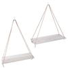 2pcs Wooden Wall Storage Rack Sling Rope Hanging Plant Flower Pot Shelves Home Decorations