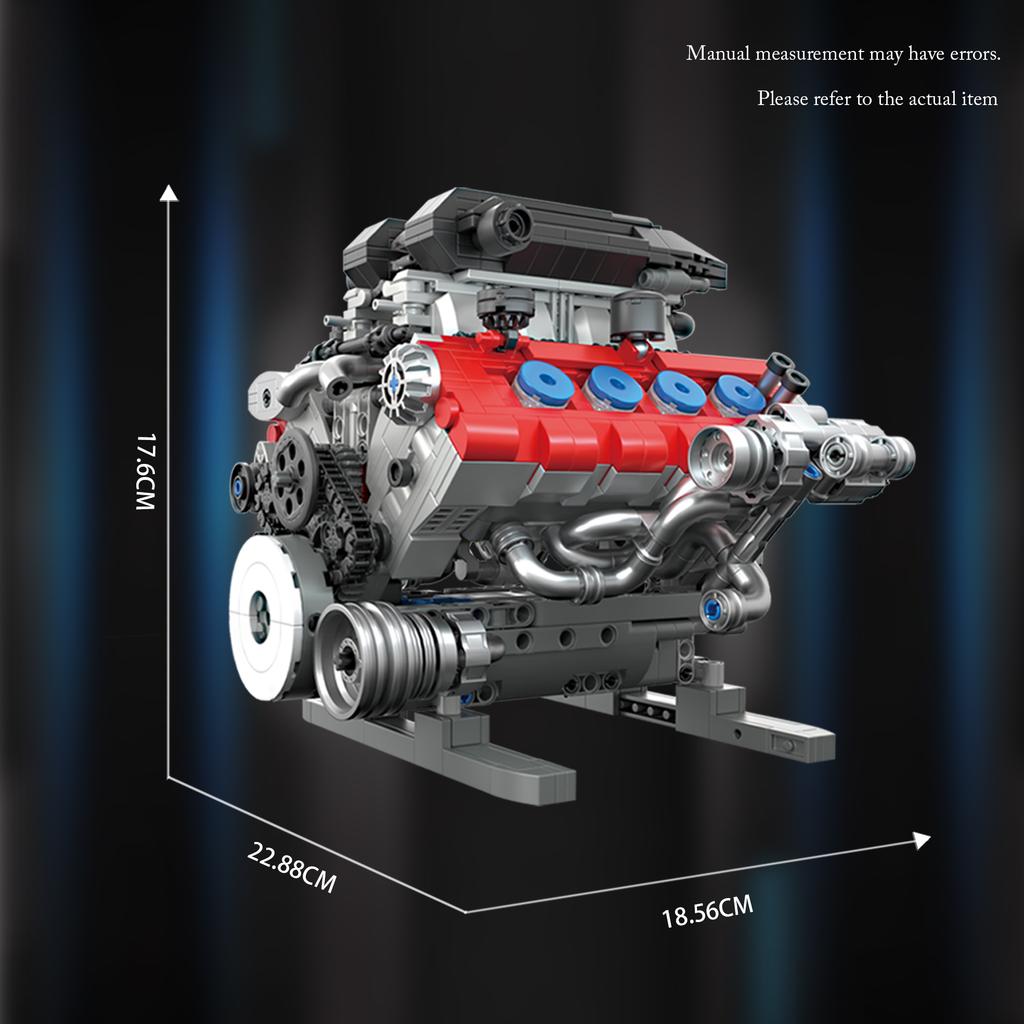 Non-Toxic 1189Pcs V8 Engine Building Blocks Technology Bricks Internal Combustion Engine Model Desktop Ornaments Kids Toys Holiday Gifts