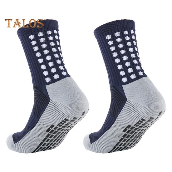 

1 пара спортивных носков с противоскользящей силиконовой подошвой и средней частью, впитывающих пот, тонкая вязка, высокая эластичность, повседневные носки для футбола, баскетбола и голени 1Pair темно-синий