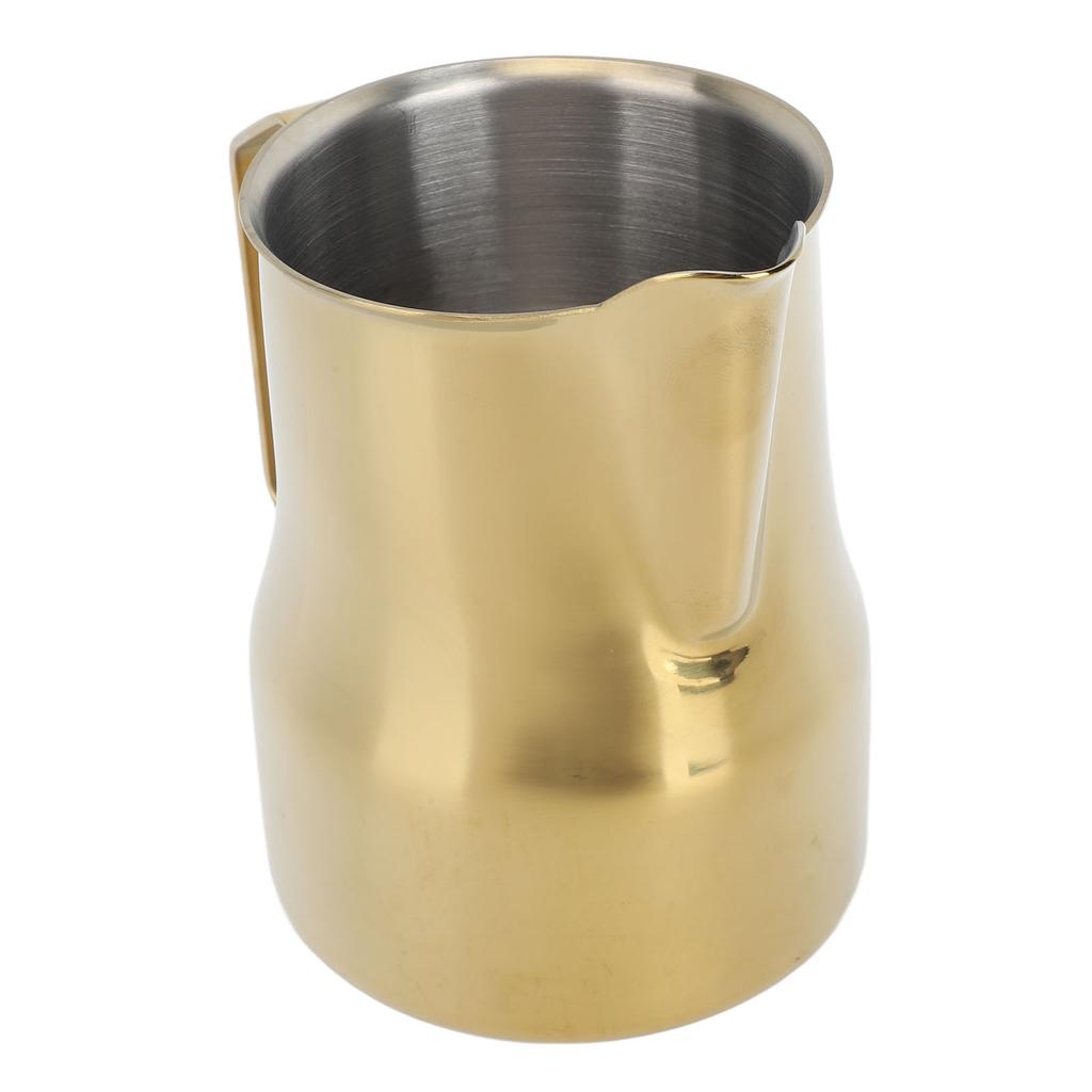 Milk Pitcher 450ML 304 Stainless Steel Frothing Cup Drip Free Coffee Steaming Pitcher Gold