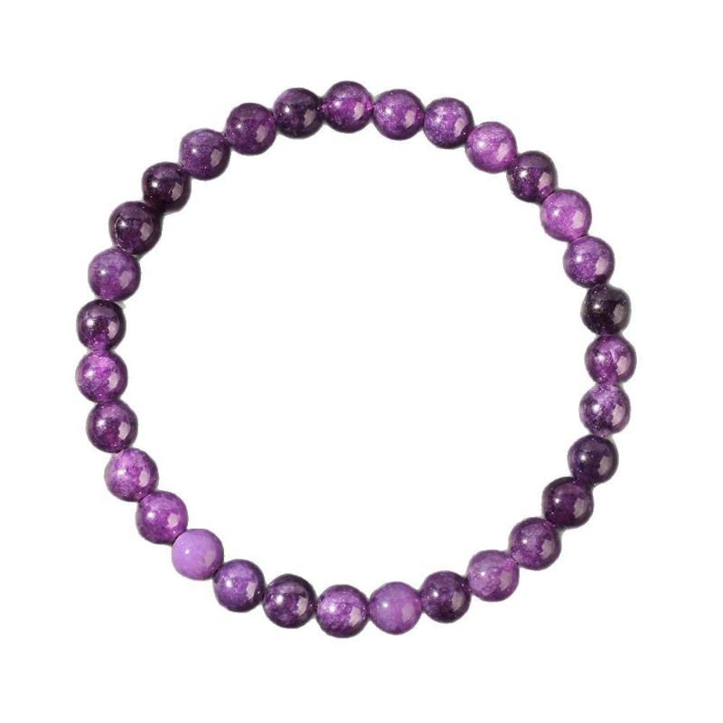 Natural Stone Real Amethyst Beads Bracelets Smooth Round Beaded Bracelet Men Women Stretch Jewelry Gifts