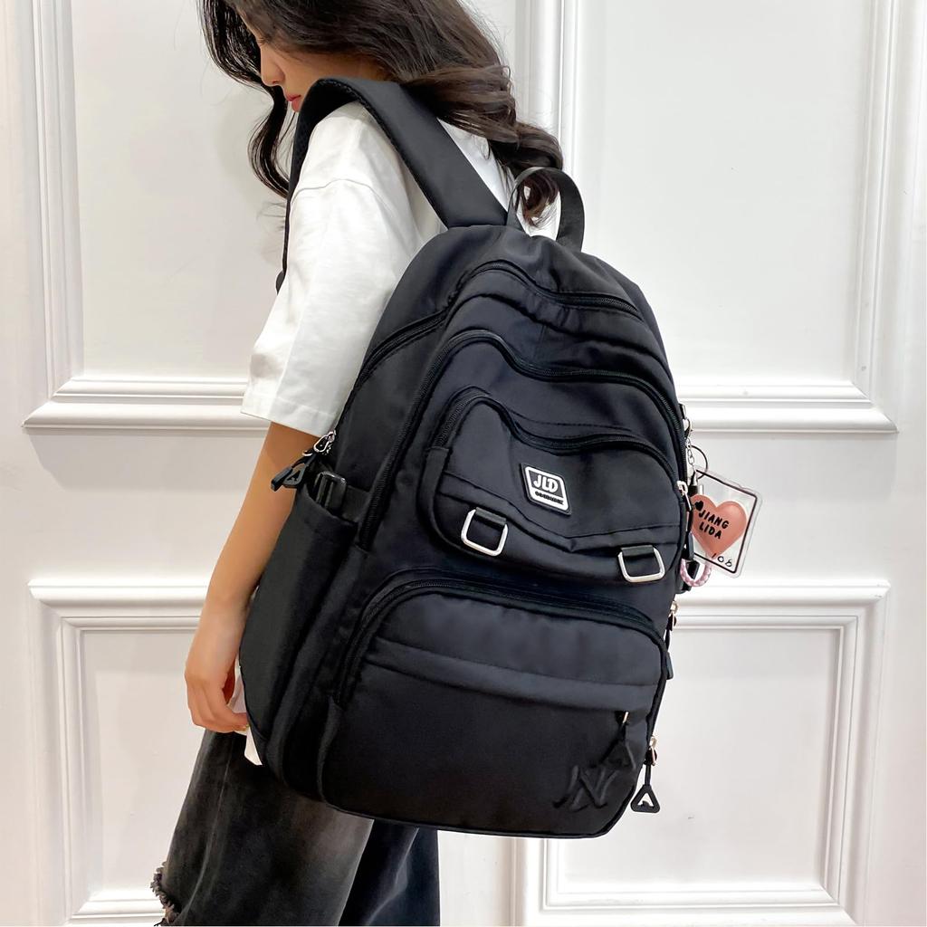 HeiDiga Plecak Dużej Pojemności do Szkoły Podstawowej i Średniej Koreański Mieści Idealny na Zewnątrz i Czarny Uczennice, Popularny, Lekki,