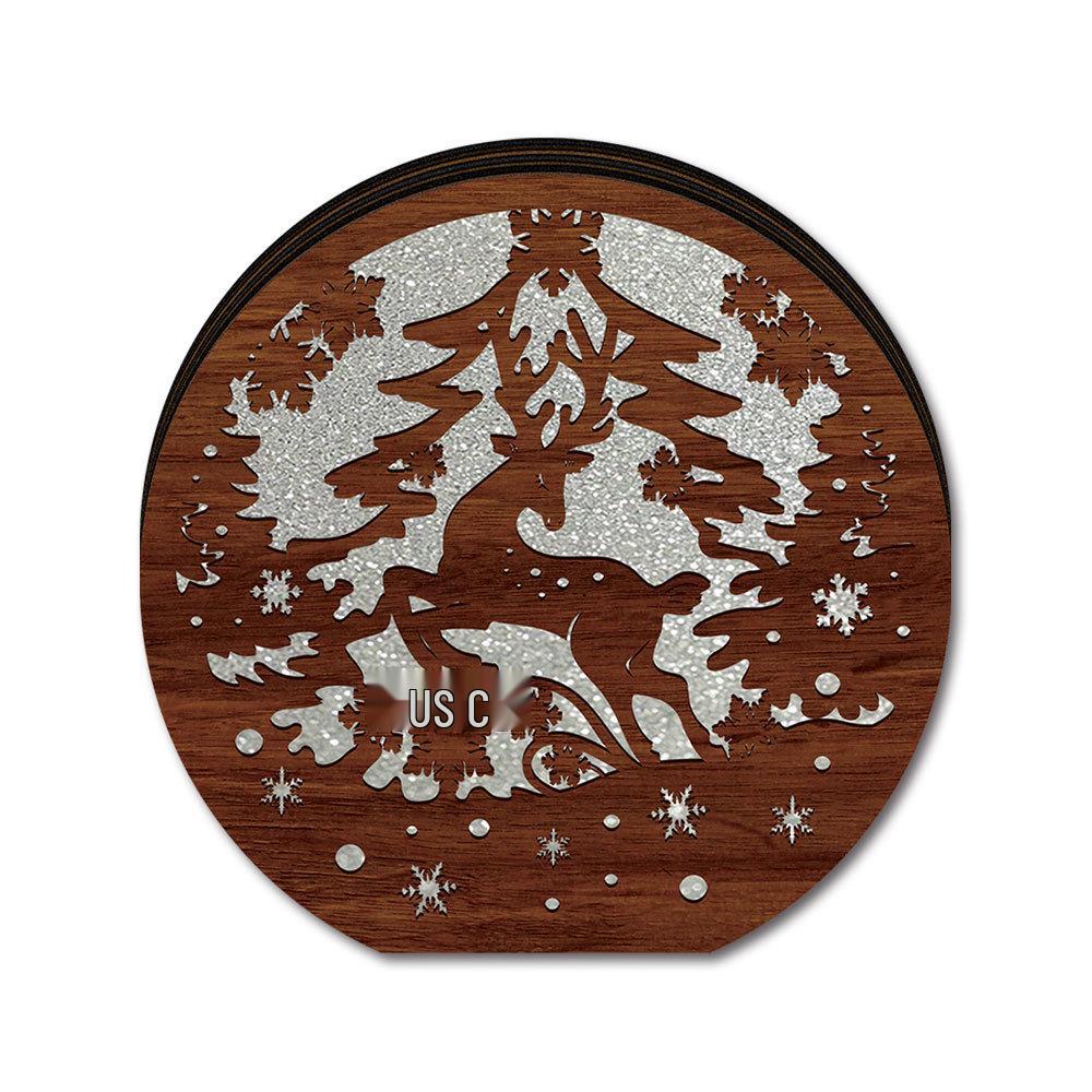 MZ1246 LED Christmas Glowing Wooden Ornament: Creative Night Light for Festive Desktop Decoration