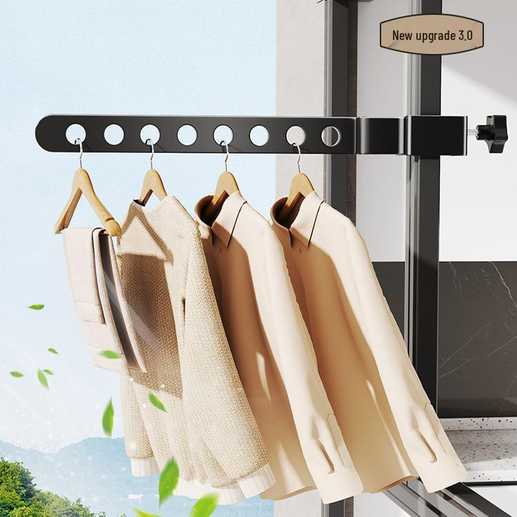 Invisible Balcony Folding Clothes Drying Rack - Anti-Theft, Outdoor & Window Guard Rail Drying Pole.