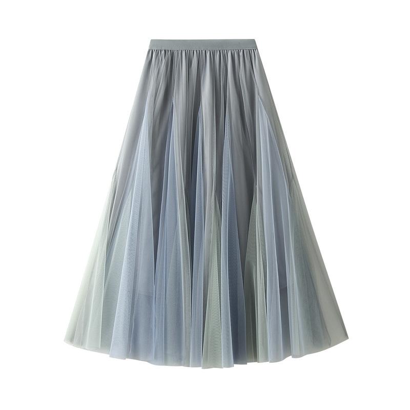 

Women s Tulle Skirt Elastic High Waisted A-Line Layered Flowy Long Skirts Pleated Mesh Midi Skirts for Women Casual Beach Ruffle Skirts for Party One size синій