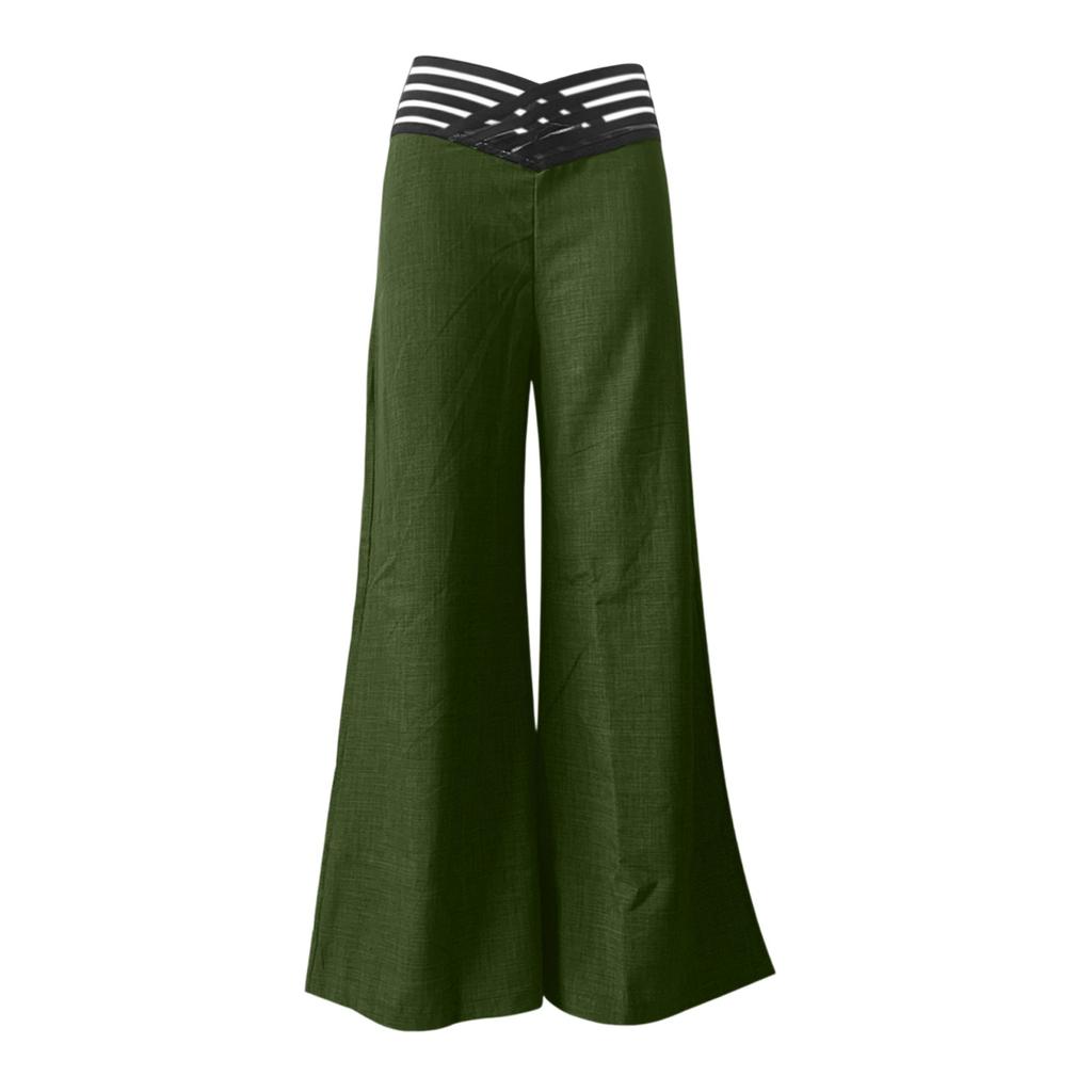 Women's Hollow Belt Trousers Temperament  Flared Trousers High Waist Casual Wide Leg Pants
