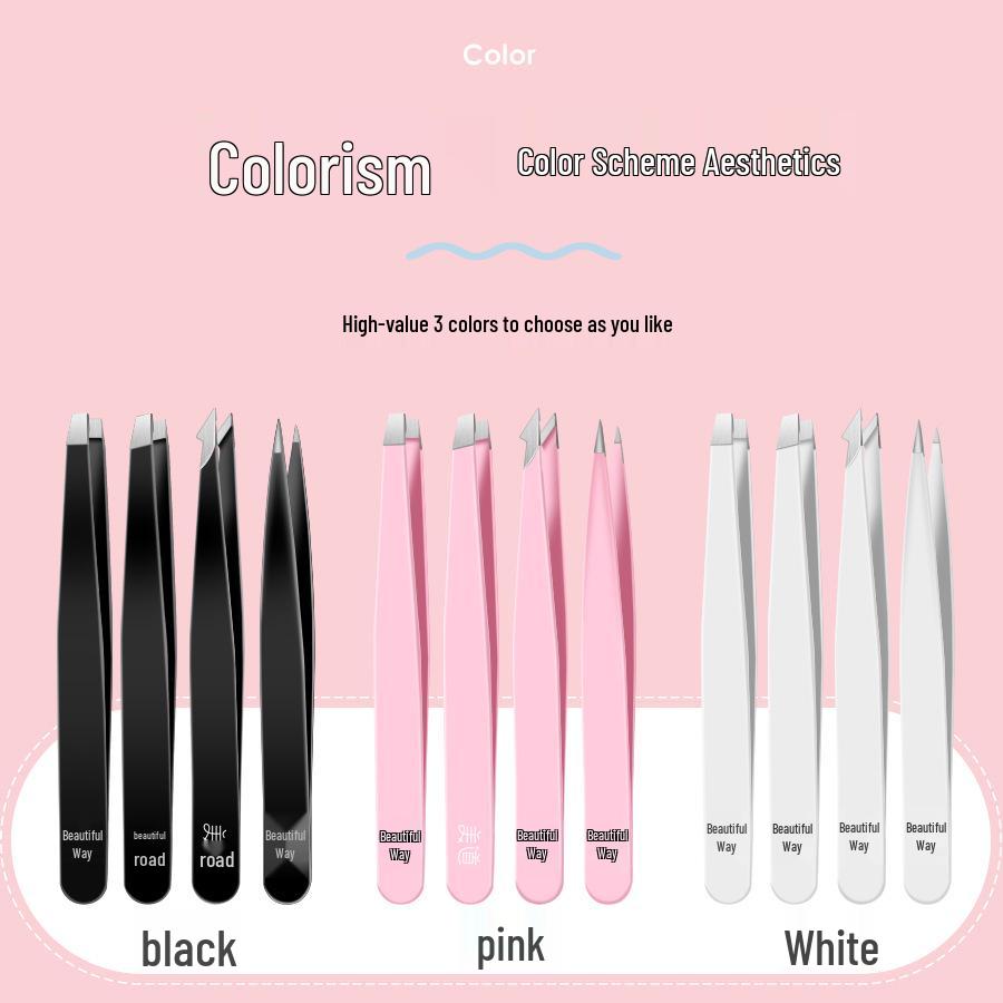 Meidao Stainless Steel Eyebrow Shaping Tweezers Set - 4 Pieces for Plucking, Beard Trimming, and Hair Removal.