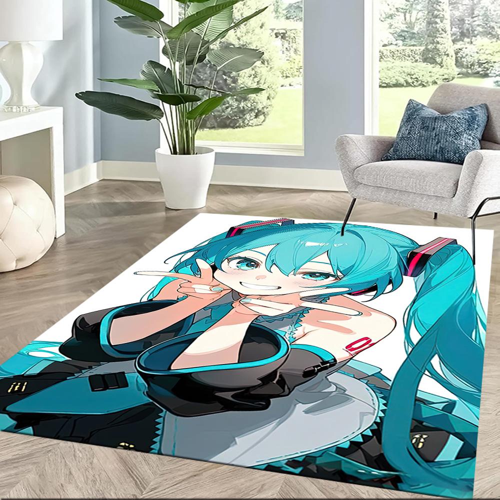 Hatsune Miku Style Square rugs are a great choice for living rooms, bedrooms, home décor, and as gifts.