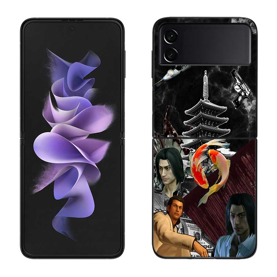 Yakuza 0 Game Phone Case For Samsung Z Flip 7 6 5G Galaxy Z Flip 5 4 3 Black Hard Cell Cover Luxury PC Shell Coque