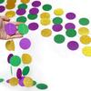 Decor365 Gold Purple Green Mardi Gras Decorations Glitter Dot Mardi Gras Garland Decor Circle Streamers Fat Tuesday Banner Carnival Themed Backdrop