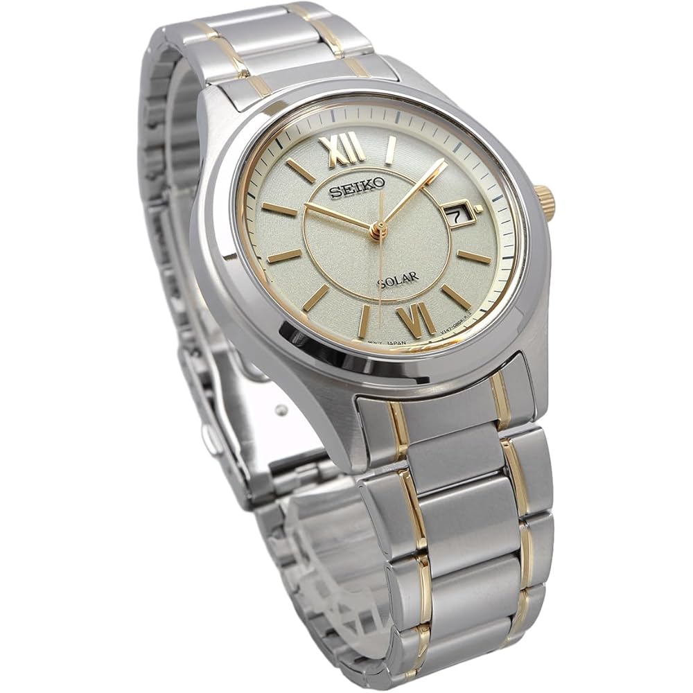 Seiko Solar Quartz Wristwatch SBPN065 Silver Gold Men's Watch