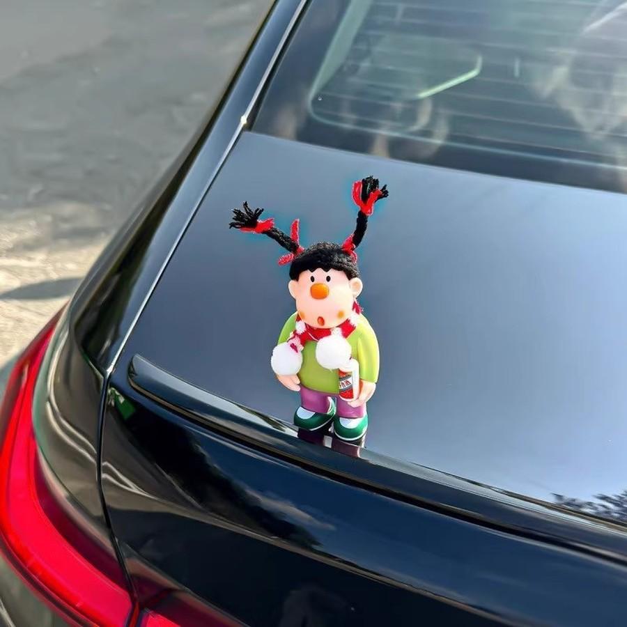 Couple Chubby Therapeutic Car Decorative Car Plush Toy Car Interior Central Console Decompression Ornament