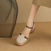Retro style color matching thick-soled high-heeled sandals women's summer bag head hollow thick heel casual one-button Roman shoes