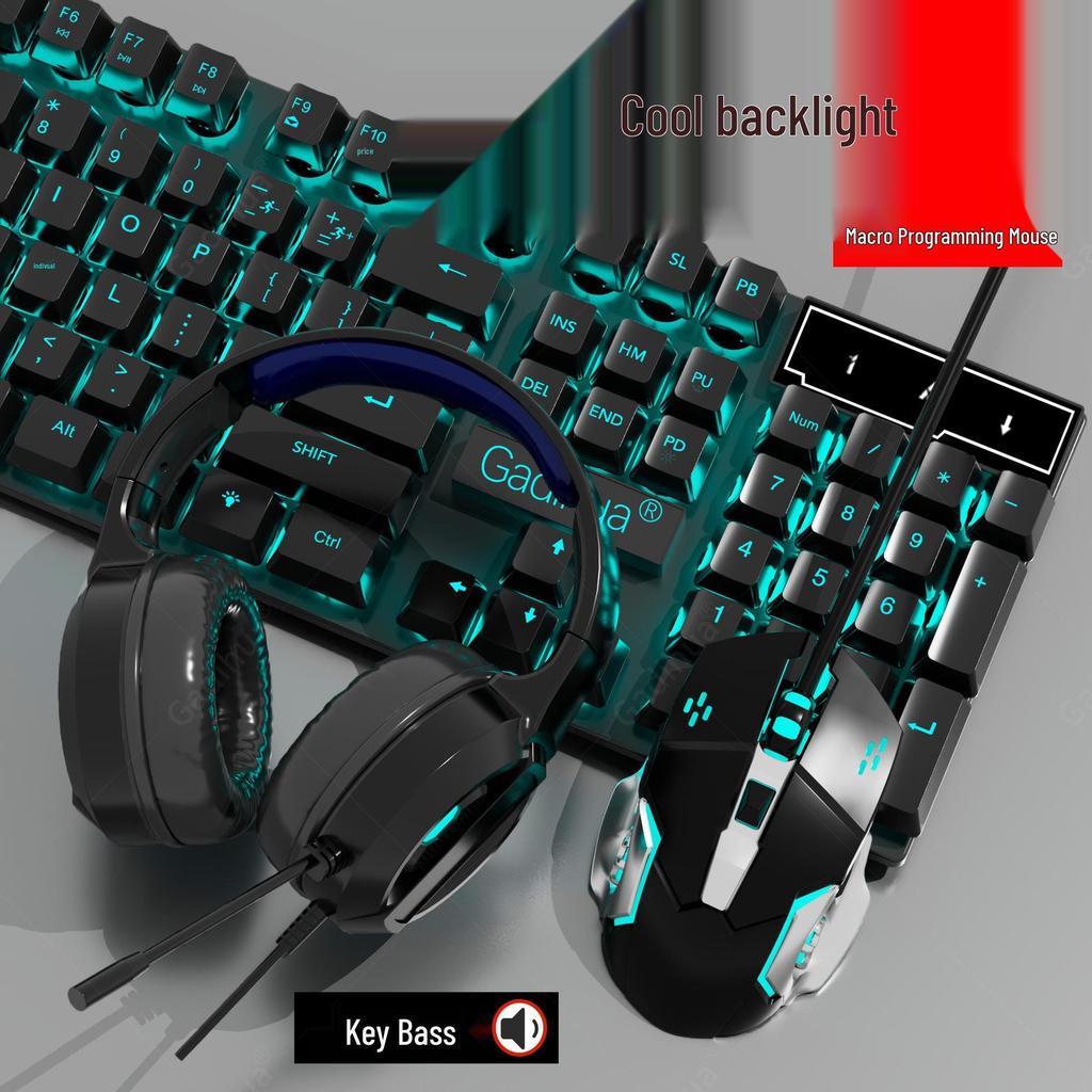 Stummes kabelgebundenes Tastatur- und Mausset mit mechanischem Gefühl für PC/Laptop-Gaming - 3-teiliges Esports-Peripheriegerät.