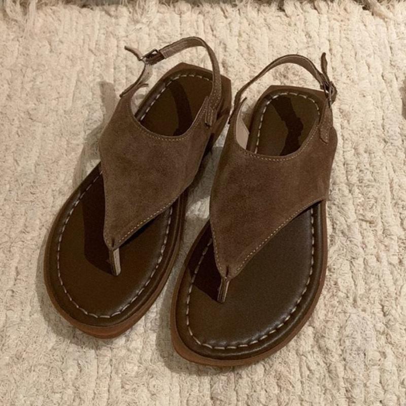 

Fashion Comfort Faux Suede Soft Sole Flat Slippers Women Fashion Sewing Buckle Brand Designer Shoe Summer Sexy Clip Toe Beach Flip Flops 35 хаки