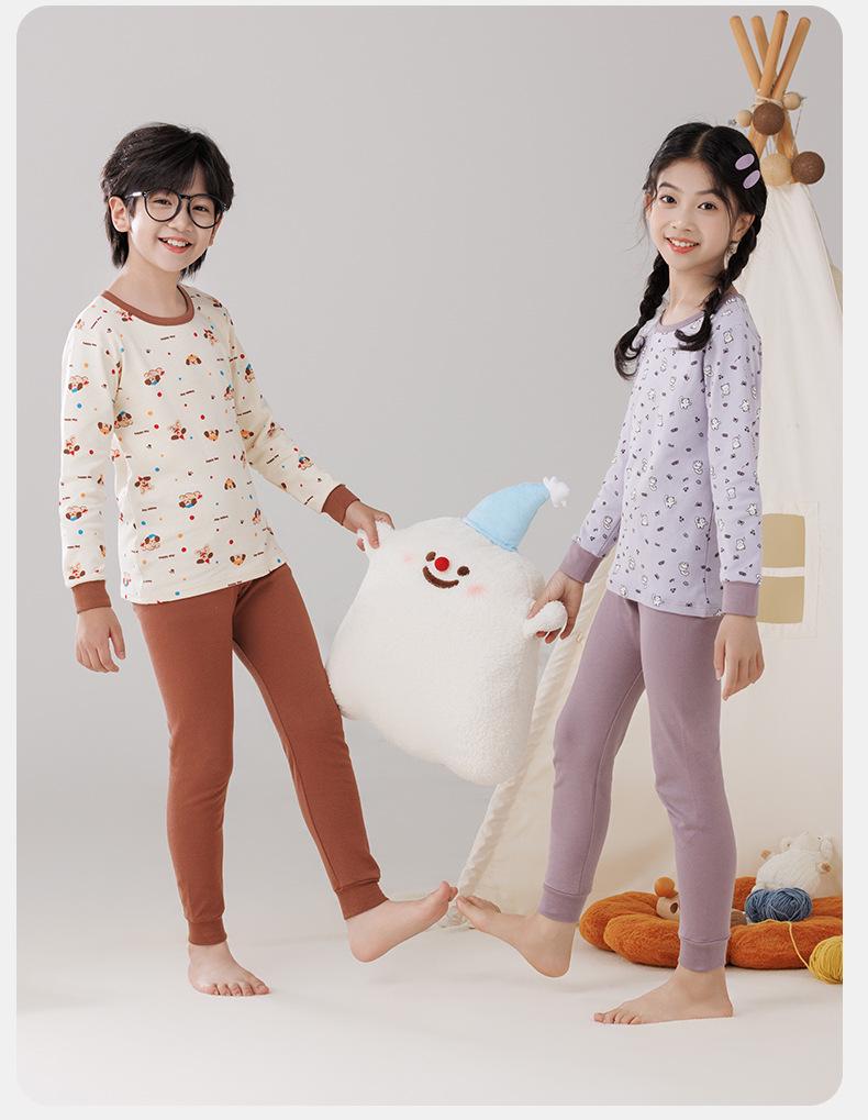 Warme Baumwollpyjamas für Kinder: Mid-Neck Shirts & Hosen für Jungen & Mädchen