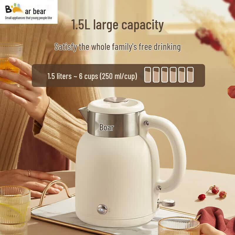 Bear 316 Stainless Steel Double-Layer Anti-scald Electric Kettle CN plug (adapter included)