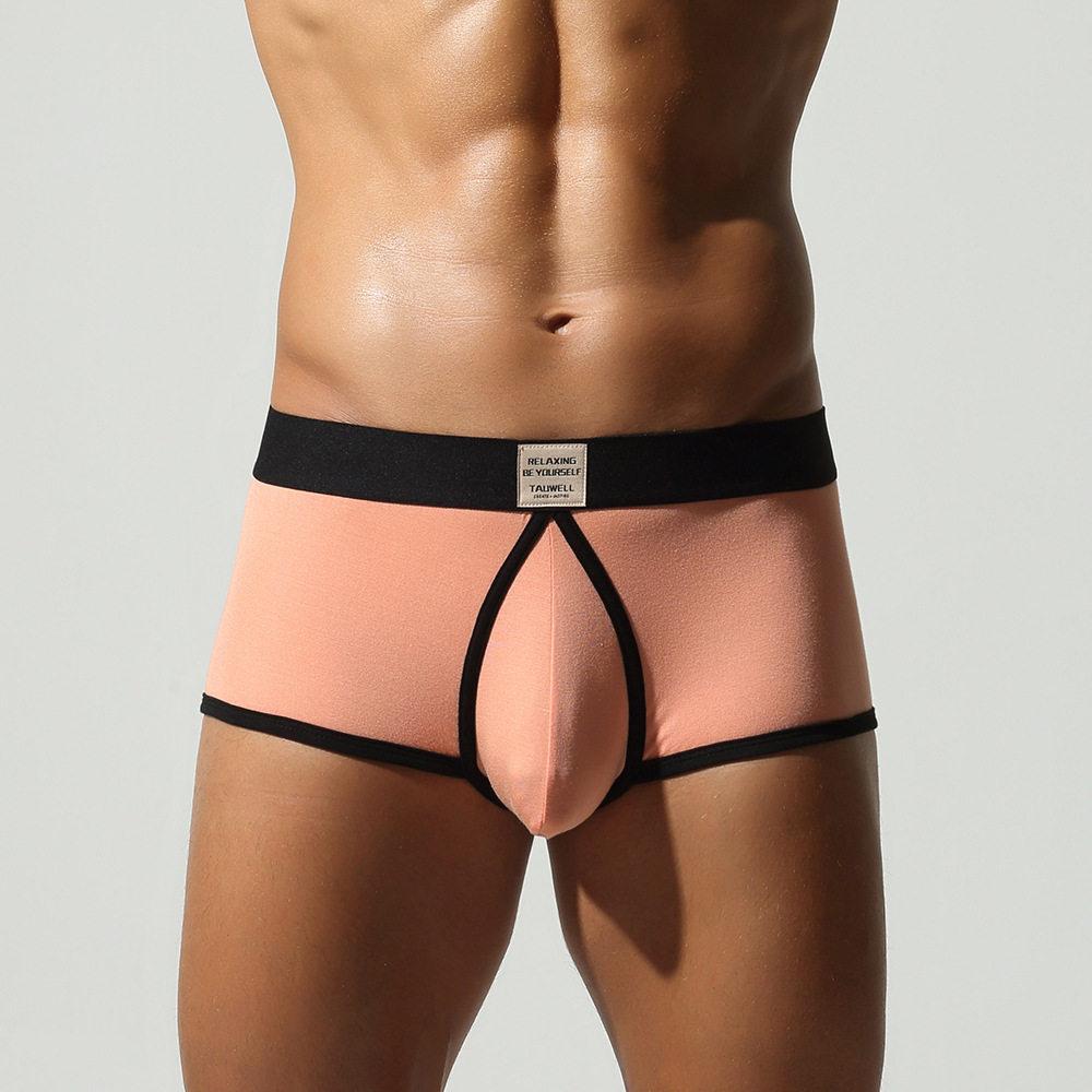 Men's Low Waist Solid Color Boxer Briefs Breathable Sexy Pouch Underwear Male Trunks Panties U-Convex Pouch Underwear