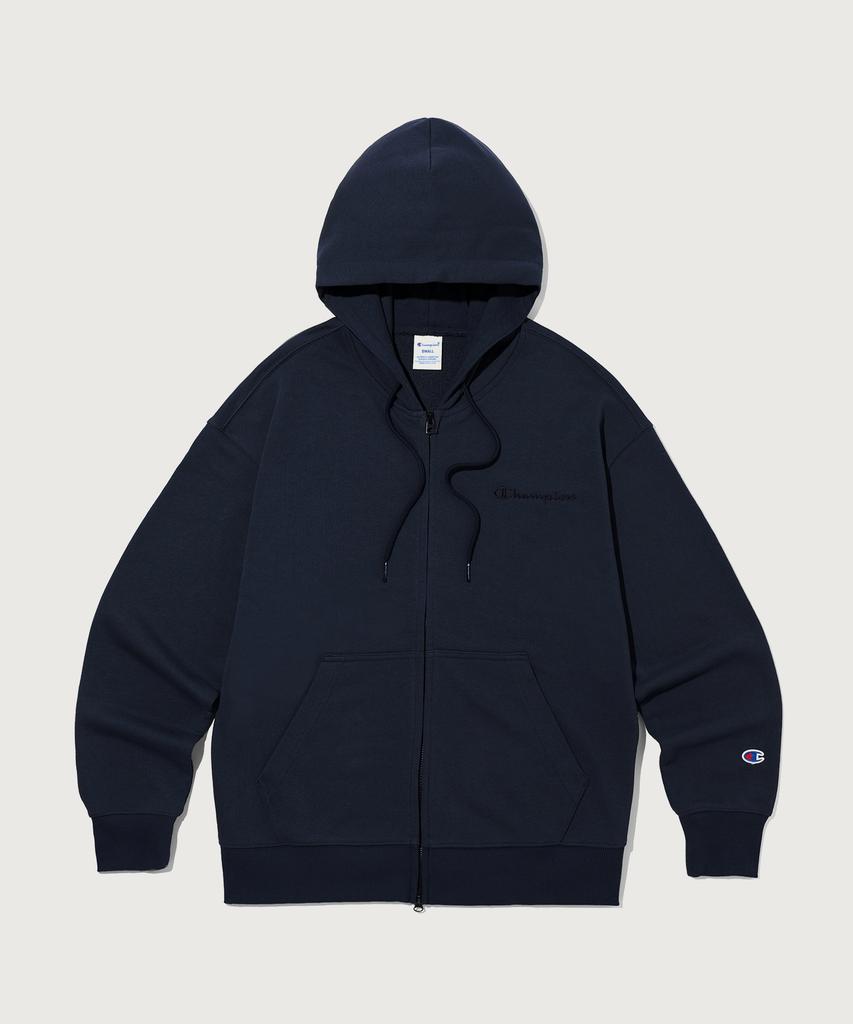 Champion Small Logo Loose Fit Zip-Up Hoodie Navy