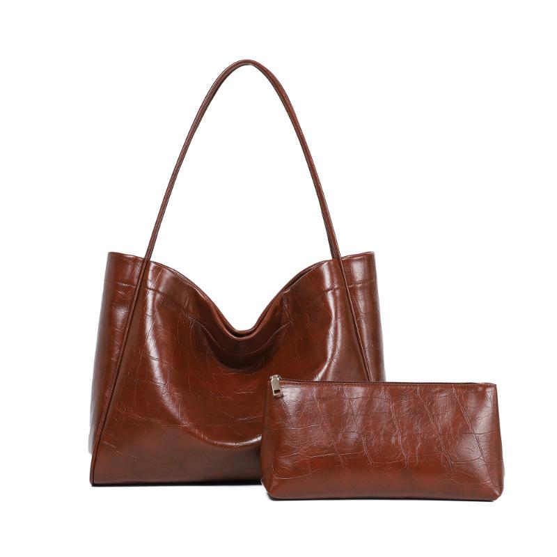 New Korean Version Simple and Versatile Hand-held Shoulder Bag, Retro Commuting Large Capacity Mother and Child Tote Bag