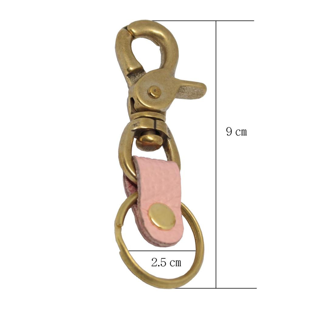 Donok Kondo Brass Key Made in Stylish Carabiner Snap Genuine Pink Keychain, Ring, Japan, Hook, Lever, Hook, Leather,