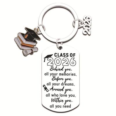 2026 Graduation Gifts School Graduation Keychain Stainless Steel Keyrings Pendant