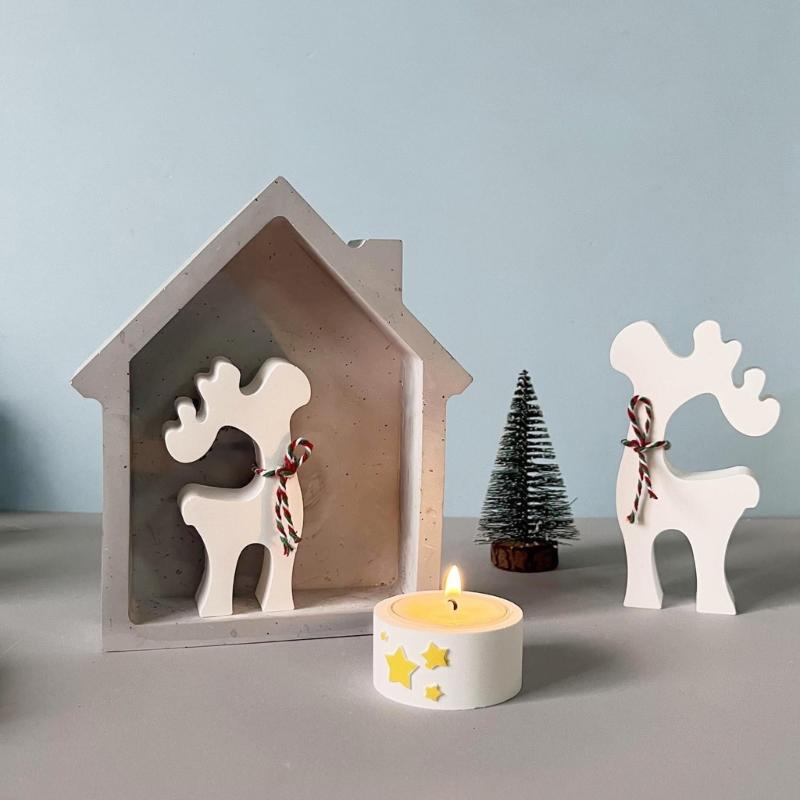 Reusable Countdown Molds Set Flexible Silicone Christmas Double Elk Mold for Epoxy Resin Festival Home Decoration