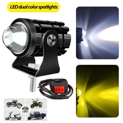 Mini Światło Jazdy Motocyklowe Dwukolorowe do Reflektora Dodatkowe Reflektory Lampy do ATV Skutera Moto Akcesoria Światła Przeciwmgielne 9-36V