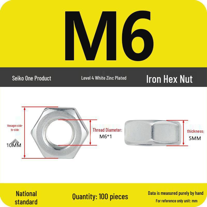 Black Galvanized Nickel-Plated Iron Hex Nut Screw Cap, GB Grades 4.8/8.8/12.9, Sizes M4/M5/M6/M8