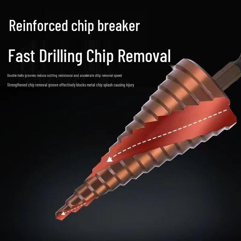 Burghiu Pagoda din oțel inoxidabil cobalt: Burghiu Treaptă Multifuncțional pentru Metal, Lemn și Plastic