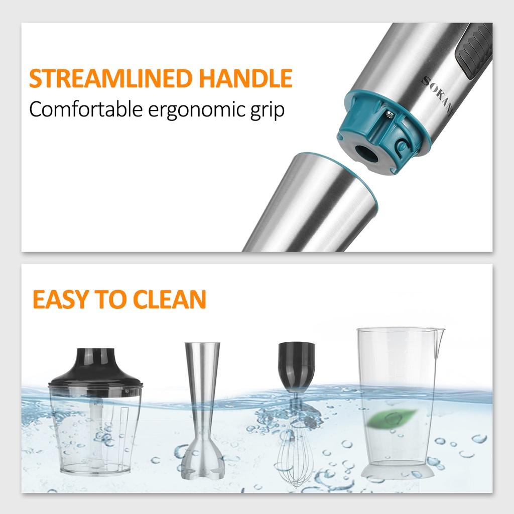 1000W 2 Gears+Variable Speed Mini Hand Blender Chopper With Beaker Whisk Immersion Mixer 220-240V